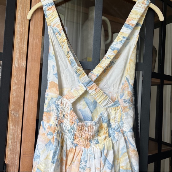 Abercrombie linen romper floral pastel vneck sleeveless watercolor dress - Picture 8 of 11